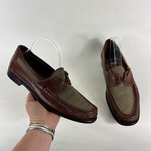 E.T. Wright Moccasins Mens 10.5 Brown Leather Lace Up Low Top Moc Toe Boat Shoes